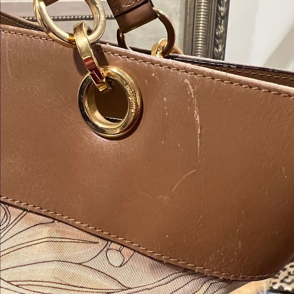 Salvatore Ferragamo Brown and Cream Floral Tote - Picture 13 of 17